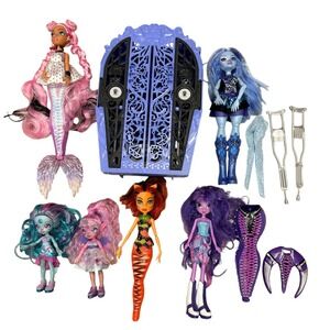 Monster High Dolls Lot Frankie Stein Skulltimate Secrets Mermaze Accessories -BD